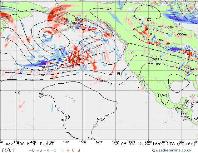 T-Adv. 500 hPa ECMWF Sa 08.06.2024 18 UTC