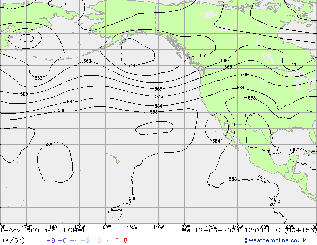 T-Adv. 500 hPa ECMWF mié 12.06.2024 12 UTC