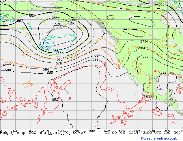 Z500/Rain (+SLP)/Z850 ECMWF Ne 09.06.2024 18 UTC