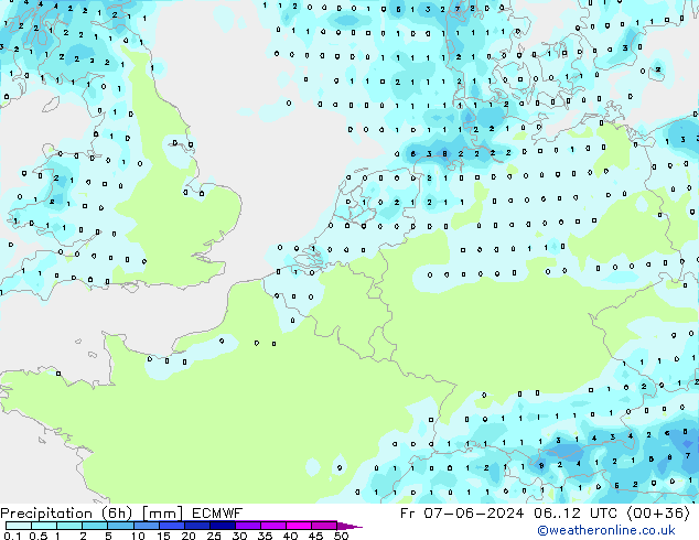 Z500/Rain (+SLP)/Z850 ECMWF Fr 07.06.2024 12 UTC