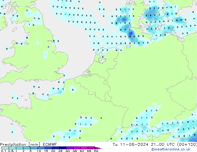 Precipitation ECMWF Tu 11.06.2024 00 UTC