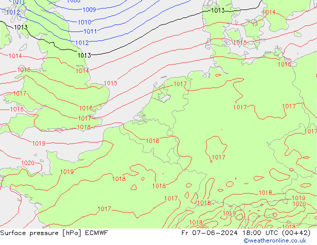 Surface pressure ECMWF Fr 07.06.2024 18 UTC