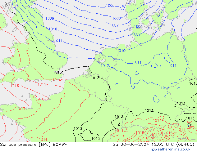 ciśnienie ECMWF so. 08.06.2024 12 UTC