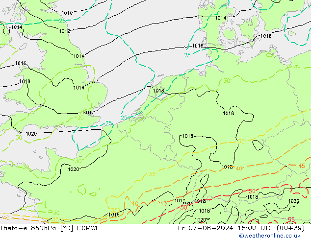 Theta-e 850hPa ECMWF Sex 07.06.2024 15 UTC