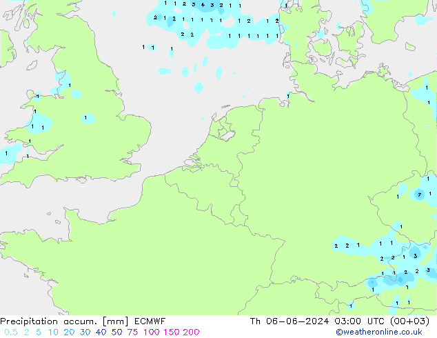 Precipitation accum. ECMWF Th 06.06.2024 03 UTC