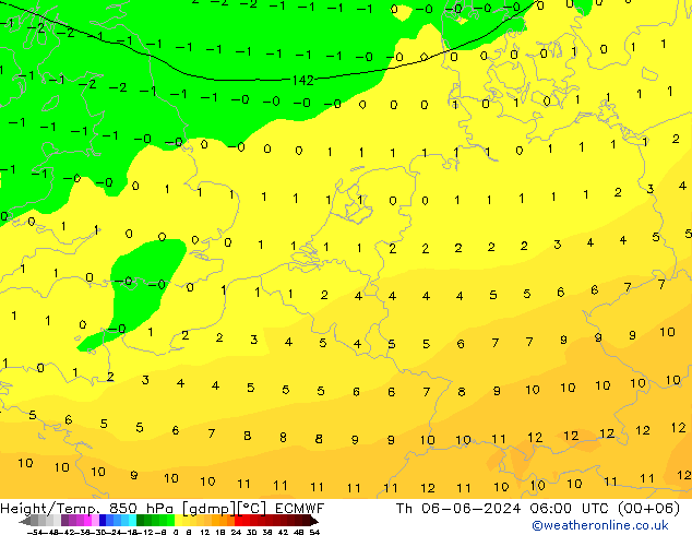 Z500/Rain (+SLP)/Z850 ECMWF czw. 06.06.2024 06 UTC