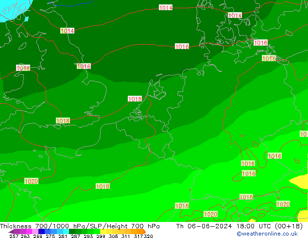 700-1000 hPa Kalınlığı ECMWF Per 06.06.2024 18 UTC