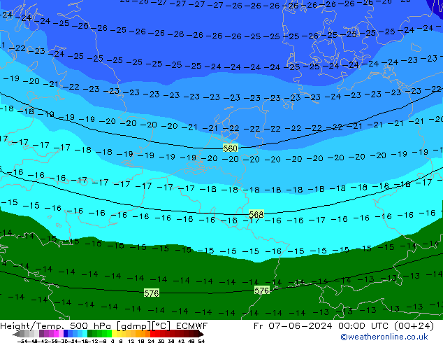 Z500/Rain (+SLP)/Z850 ECMWF Fr 07.06.2024 00 UTC