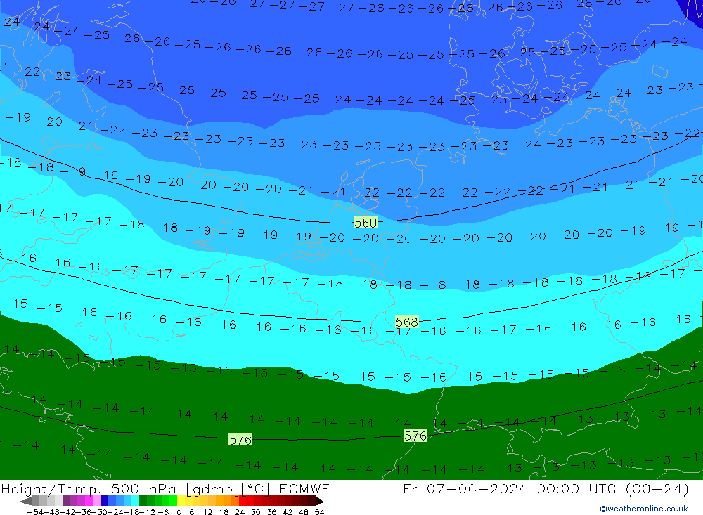 Yükseklik/Sıc. 500 hPa ECMWF Cu 07.06.2024 00 UTC