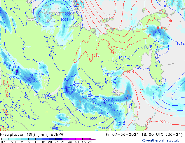 Z500/Rain (+SLP)/Z850 ECMWF Fr 07.06.2024 00 UTC