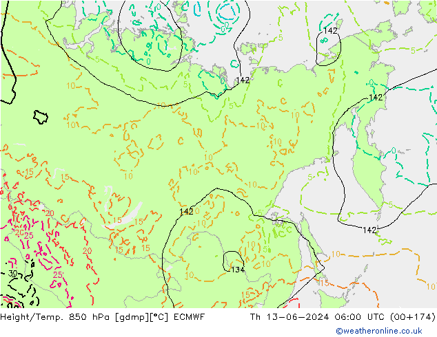 Yükseklik/Sıc. 850 hPa ECMWF Per 13.06.2024 06 UTC