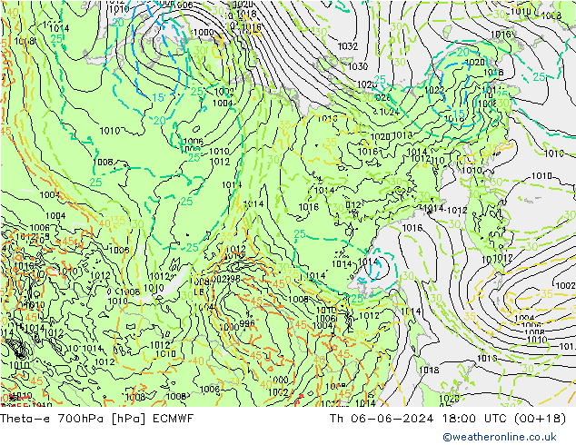 Theta-e 700hPa ECMWF  06.06.2024 18 UTC