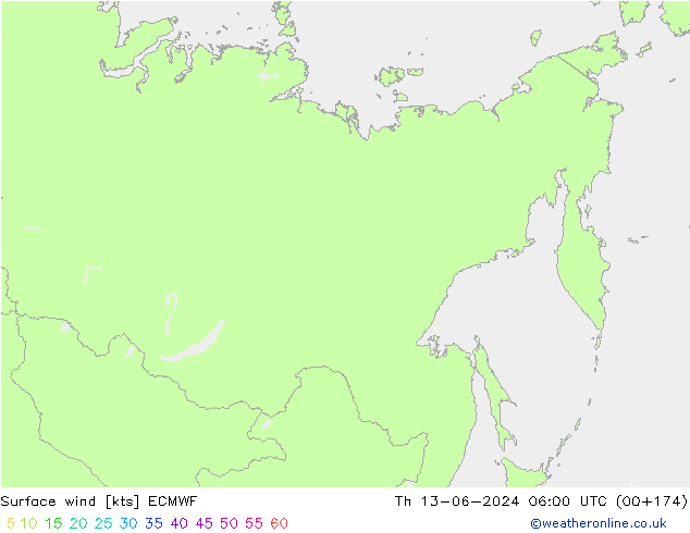 Bodenwind ECMWF Do 13.06.2024 06 UTC
