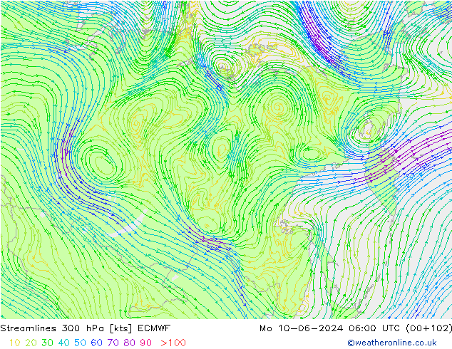 Rüzgar 300 hPa ECMWF Pzt 10.06.2024 06 UTC