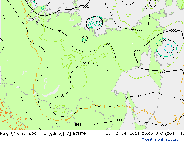 Z500/Rain (+SLP)/Z850 ECMWF  12.06.2024 00 UTC