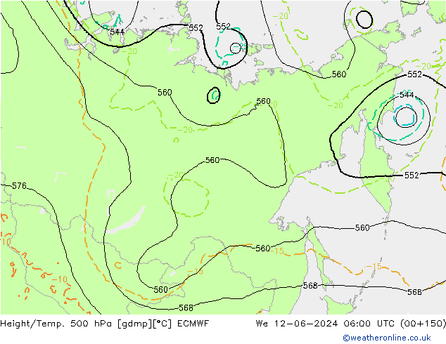 Z500/Rain (+SLP)/Z850 ECMWF ср 12.06.2024 06 UTC