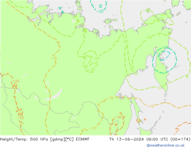 Z500/Rain (+SLP)/Z850 ECMWF jue 13.06.2024 06 UTC