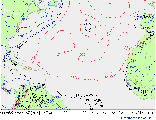 приземное давление ECMWF пт 07.06.2024 18 UTC