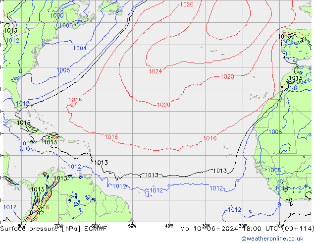 Yer basıncı ECMWF Pzt 10.06.2024 18 UTC