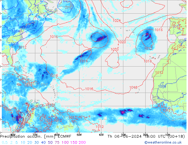 Precipitation accum. ECMWF Th 06.06.2024 18 UTC