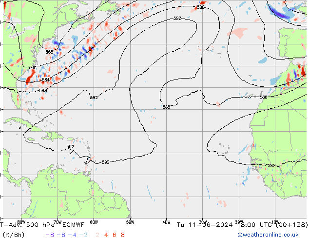 T-Adv. 500 hPa ECMWF Tu 11.06.2024 18 UTC