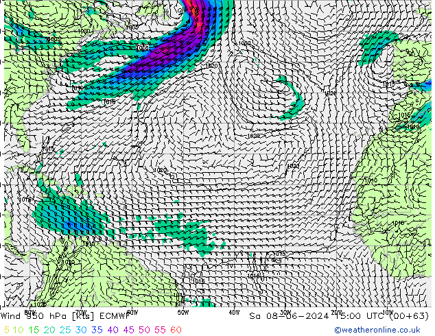 Vento 950 hPa ECMWF Sáb 08.06.2024 15 UTC