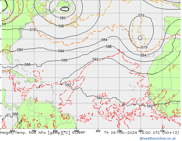 Z500/Rain (+SLP)/Z850 ECMWF Th 06.06.2024 12 UTC