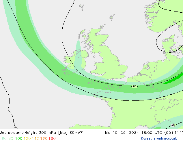 Jet stream/Height 300 hPa ECMWF Po 10.06.2024 18 UTC