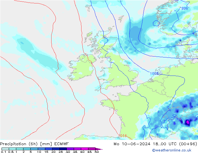 opad (6h) ECMWF pon. 10.06.2024 00 UTC