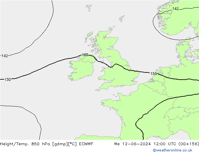 Height/Temp. 850 hPa ECMWF  12.06.2024 12 UTC