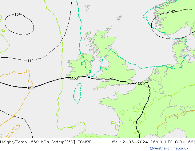 Z500/Rain (+SLP)/Z850 ECMWF Qua 12.06.2024 18 UTC