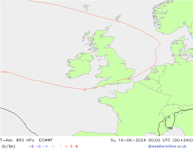 T-Adv. 850 hPa ECMWF  16.06.2024 00 UTC