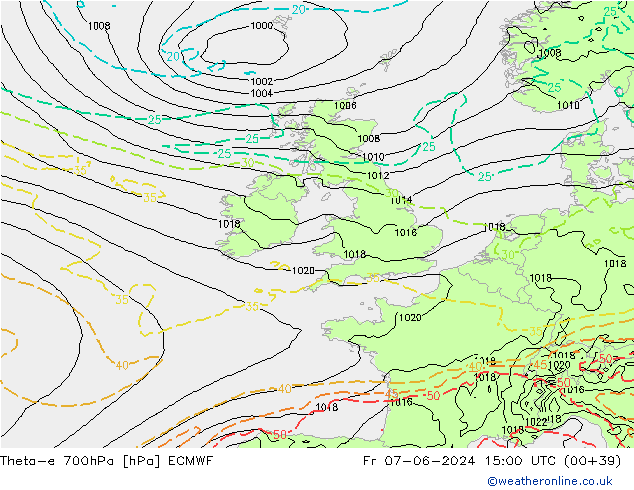 Theta-e 700hPa ECMWF Sex 07.06.2024 15 UTC