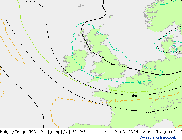 Z500/Yağmur (+YB)/Z850 ECMWF Pzt 10.06.2024 18 UTC