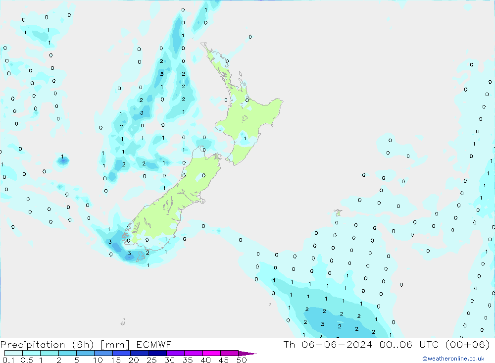 Prec 6h/Wind 10m/950 ECMWF Th 06.06.2024 06 UTC