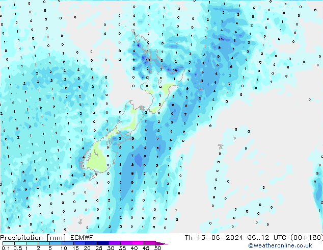 Precipitazione ECMWF gio 13.06.2024 12 UTC