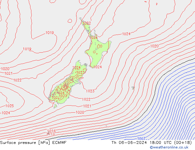 Luchtdruk (Grond) ECMWF do 06.06.2024 18 UTC