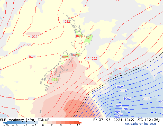 SLP tendency ECMWF Fr 07.06.2024 12 UTC