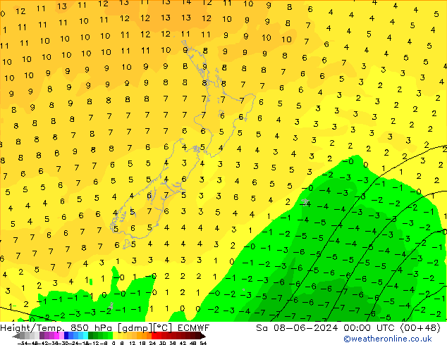 Z500/Rain (+SLP)/Z850 ECMWF Sáb 08.06.2024 00 UTC