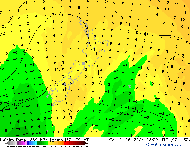 Z500/Rain (+SLP)/Z850 ECMWF mer 12.06.2024 18 UTC