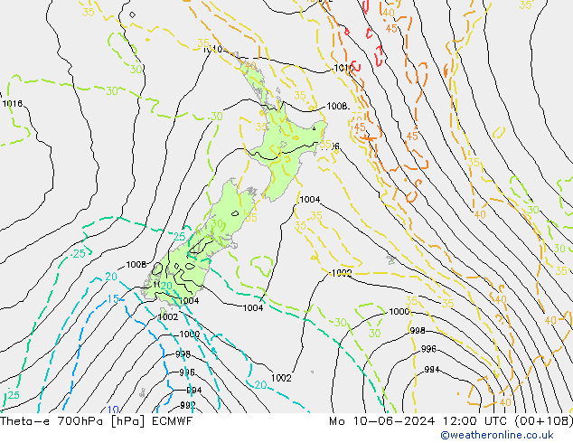 Theta-e 700hPa ECMWF lun 10.06.2024 12 UTC