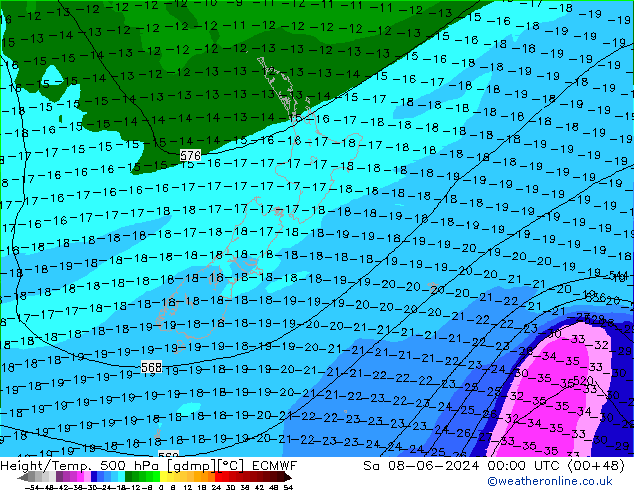 Z500/Rain (+SLP)/Z850 ECMWF Sáb 08.06.2024 00 UTC