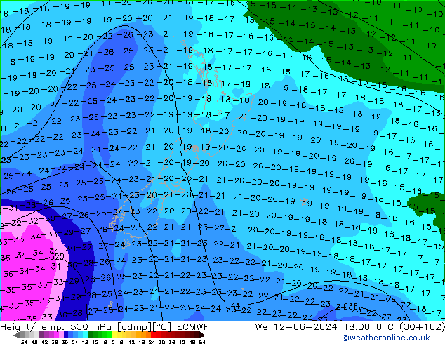 Z500/Rain (+SLP)/Z850 ECMWF mer 12.06.2024 18 UTC