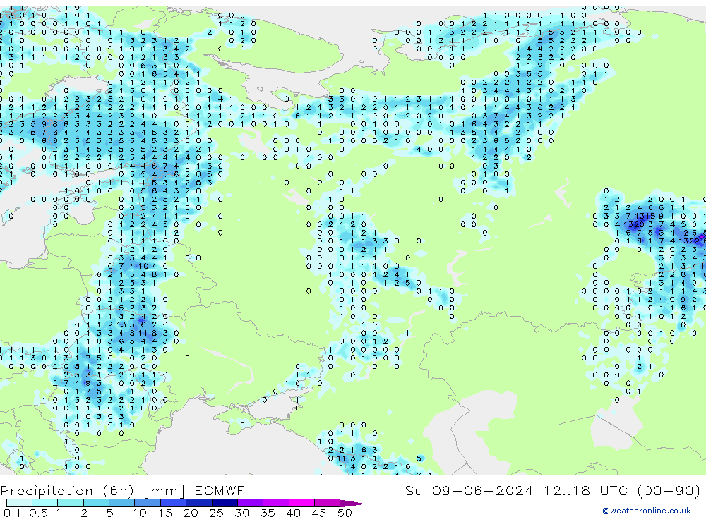 Z500/Rain (+SLP)/Z850 ECMWF nie. 09.06.2024 18 UTC