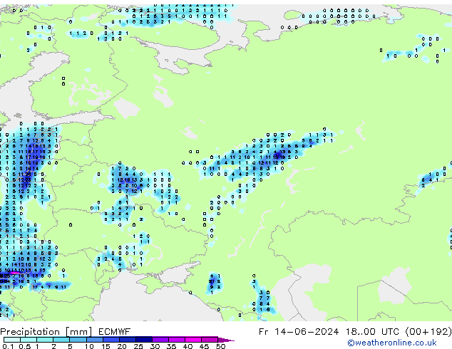 Precipitación ECMWF vie 14.06.2024 00 UTC