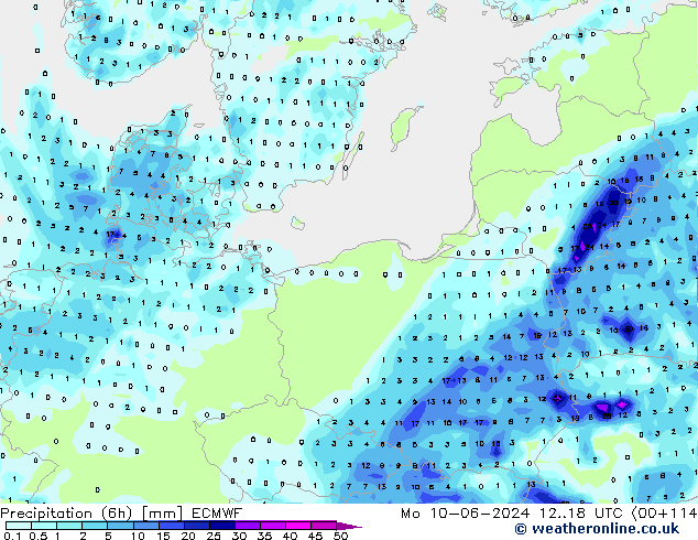 Z500/Rain (+SLP)/Z850 ECMWF пн 10.06.2024 18 UTC