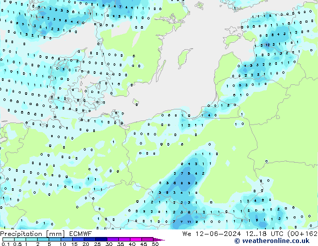 Precipitation ECMWF We 12.06.2024 18 UTC