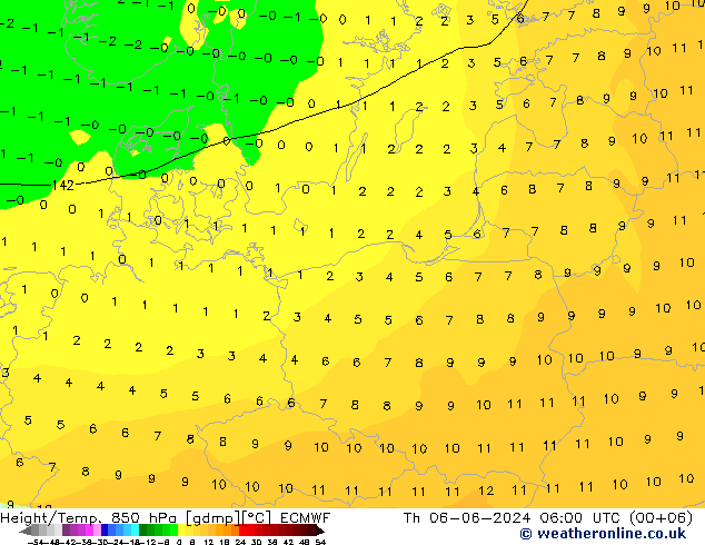 Z500/Rain (+SLP)/Z850 ECMWF чт 06.06.2024 06 UTC