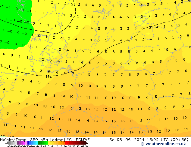 Z500/Regen(+SLP)/Z850 ECMWF za 08.06.2024 18 UTC