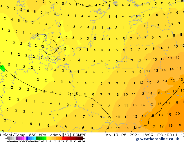 Z500/Rain (+SLP)/Z850 ECMWF пн 10.06.2024 18 UTC